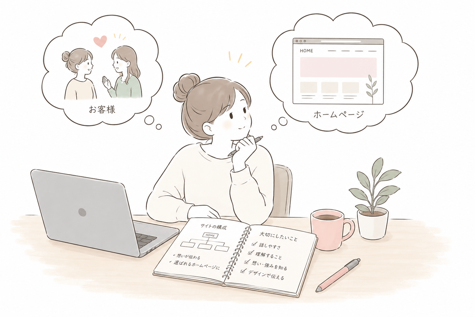 ホームページの構成や導線を考えているWEBデザイナーYON